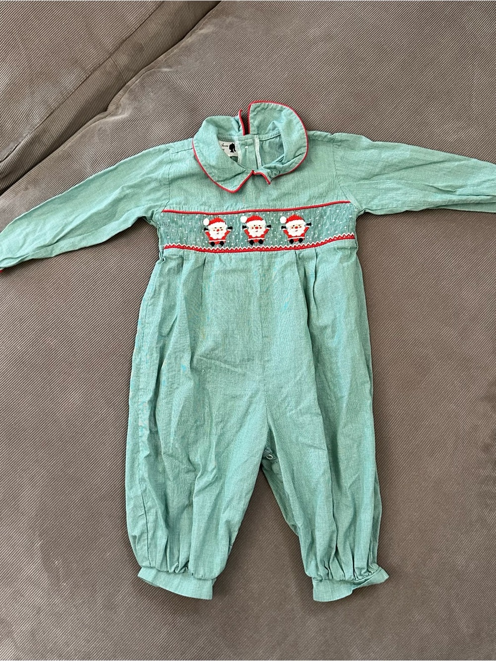 Dressie Jessie Smocking Embroidered Santa Claus Christmas Romper Size 24 Months